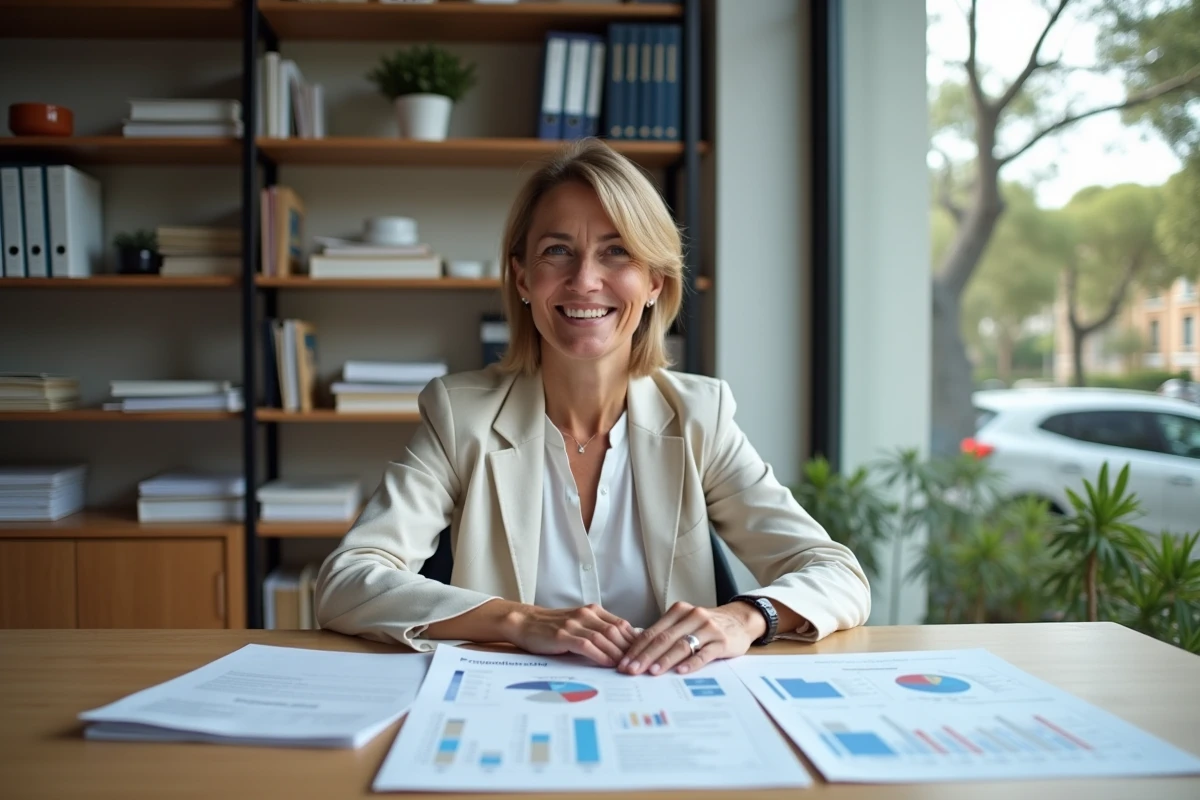 Professionnelle de l'immobilier à Marseille consultant des données démographiques pour un investissement
