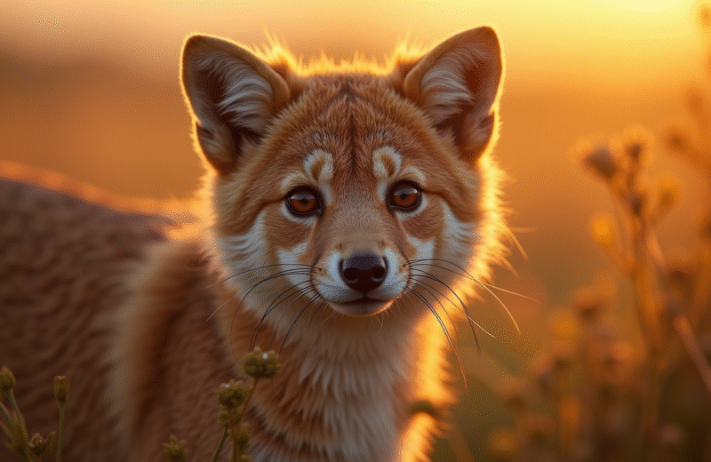Animal X dans son habitat naturel au lever du soleil