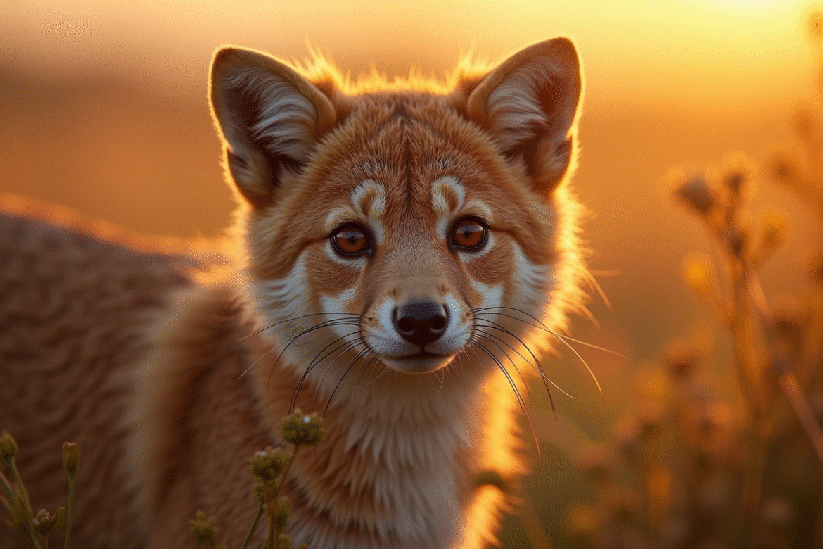 Animal X dans son habitat naturel au lever du soleil