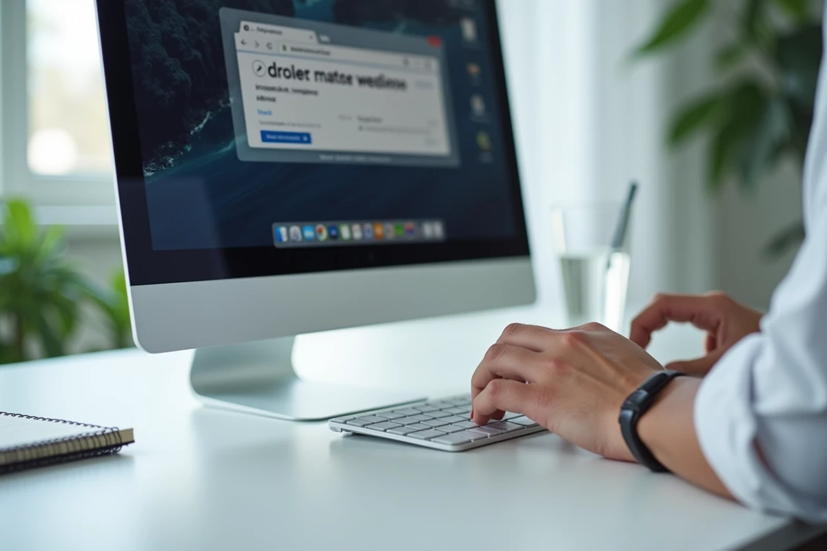 Écran d'ordinateur montrant une recherche sur l'URL changeante du site Padraz avec prise de notes