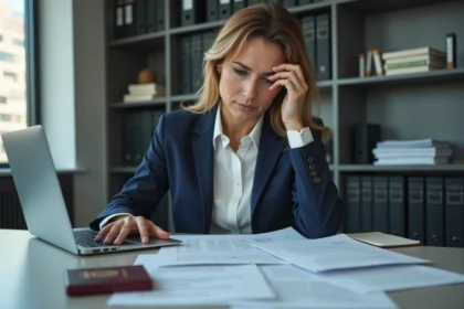 Femme d'affaires en réunion dans un bureau moderne