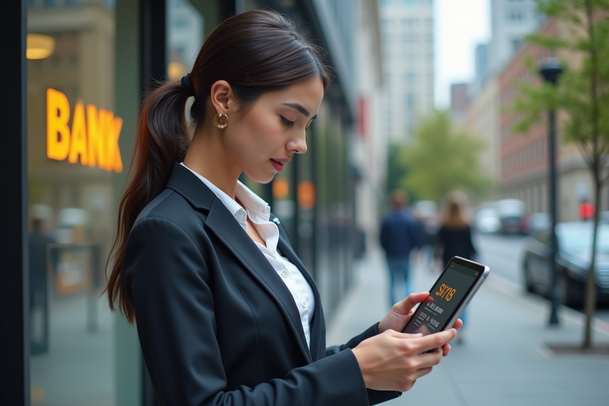 Jeune femme compare taux d