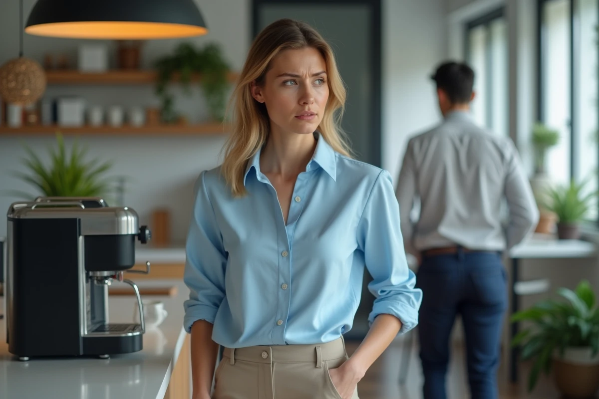 Femme au bureau visiblement mal à l