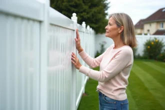 Clôture en PVC installée autour d'une maison sécurisée