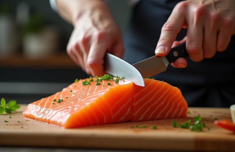 L’art délicat du tranchage du saumon pour sushi : techniques et conseils