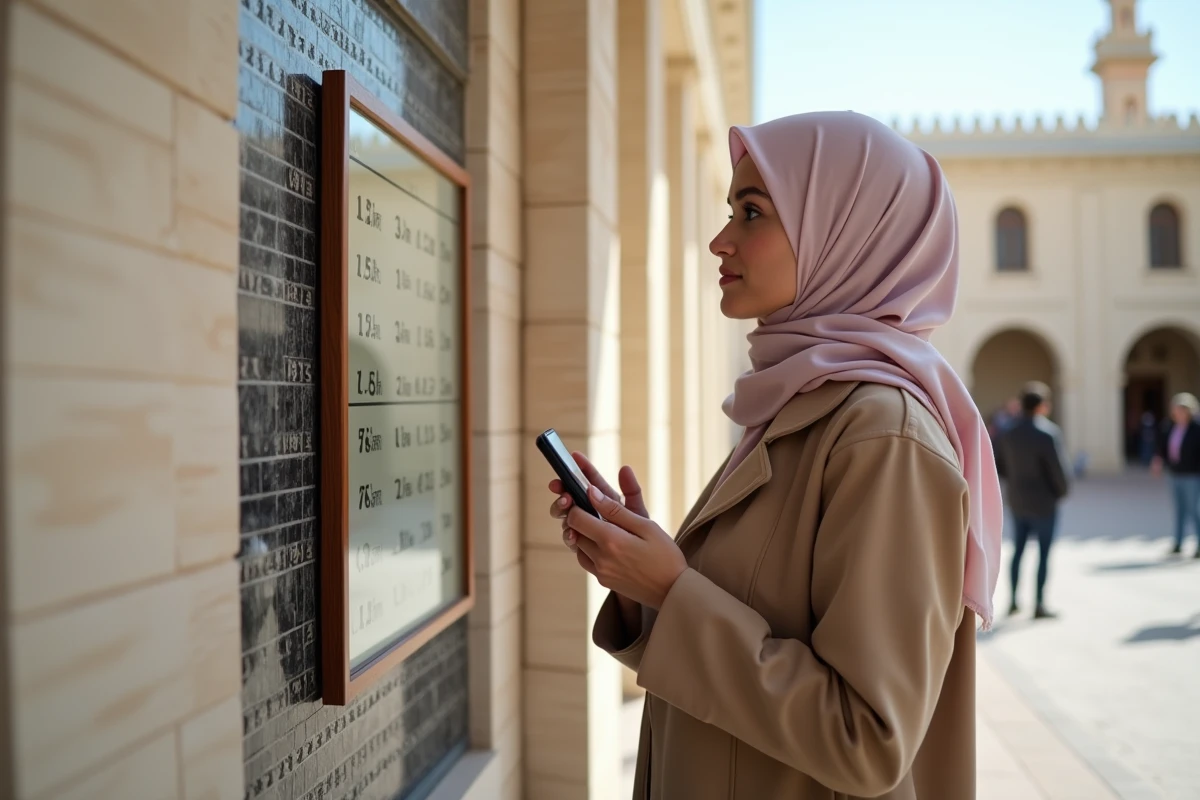 Jeune femme musulmane vérifiant l