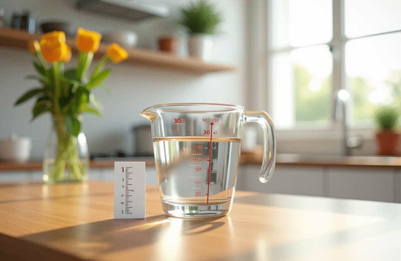 Verre mesure eau de cuisine lumineux et clair